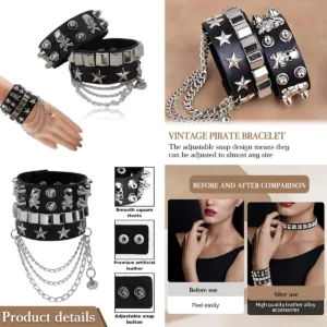 Pulsera Punk Tachuelas: Estilo Gótico y Rock Imparable