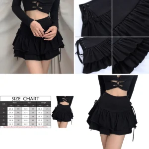 Falda Gótica Punk Cruz Negra: Estilo Oscuro con Cadena