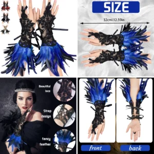 Guantes de Encaje y Plumas: ¡Impacto Gótico Instantáneo!