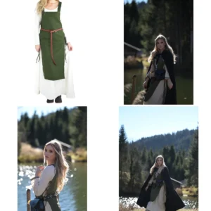 Abrigo Medieval Verde Sin Mangas: Estilo Gótico Auténtico