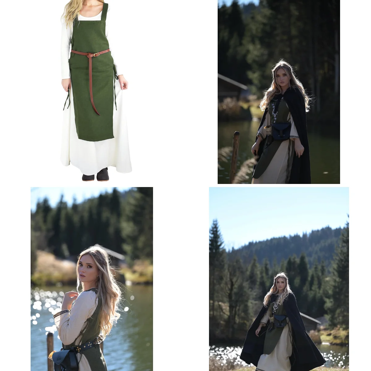 Abrigo Medieval Verde Sin Mangas: Estilo Gótico Auténtico