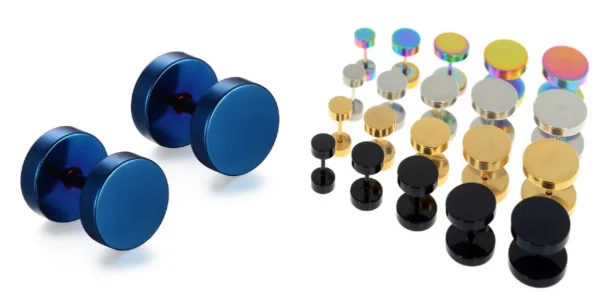 Pendientes Góticos Punk: Barra Negra Acero Inoxidable