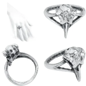 Anillo Calavera Cuervo: Plata Oscura Gótica
