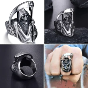 Anillo Death Reaper Acero Punk Rock: Detalle Brutal