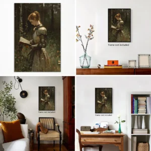 Dama Caballero Leyendo: Arte Medieval Oscuro para tu Santuario