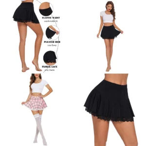 Falda Plisada Encaje: Estilo Gótico y Punk