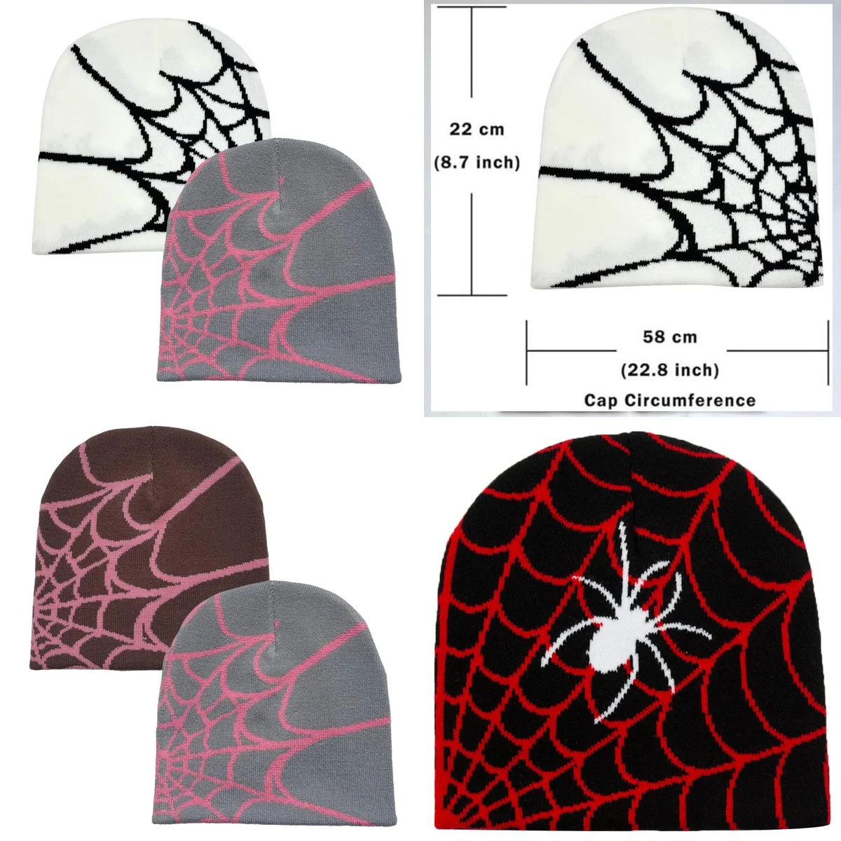 Gorro Araña Gótica Y2K: Estilo Oscuro y Cálido