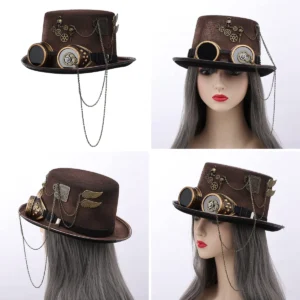 Sombrero Steampunk Gótico con Gafas: ¡Tu Look Alternativo Definitivo!