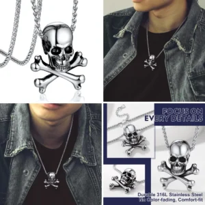 Colgante Calavera Pirata Gótico - Acero Inoxidable