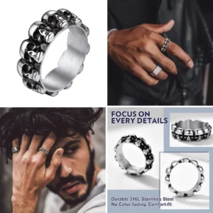 Anillo Calavera Pirata: Acero Inoxidable para Moteros y Rebeldes