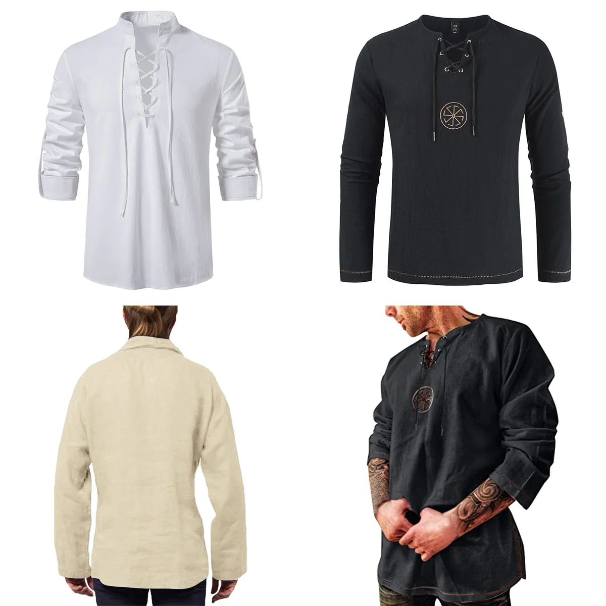 Camisa Medieval Cordones: Estilo Gótico Auténtico