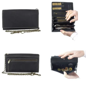 Cartera Biker LEAS: Cuero Genuino con Cadena Vintage