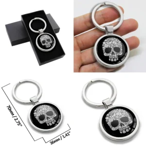 Llavero Calavera Flores: Estilo Gótico para tu Llave Maestra