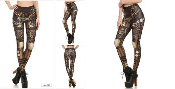 Leggings Steampunk Engranaje Mecánico: Estilo Gótico y Punk