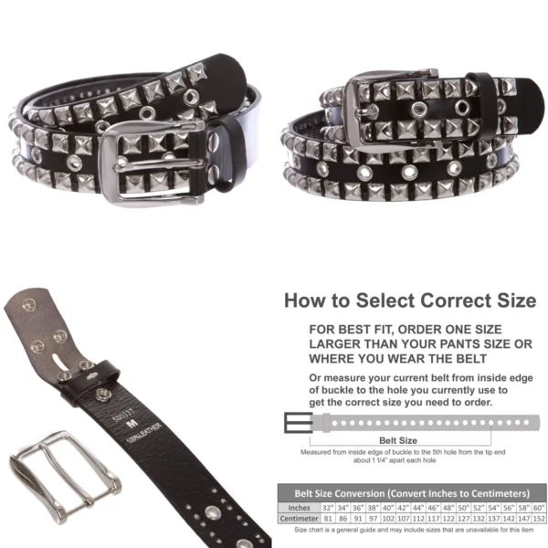 Cinturón Punk Rock: Tachuelas Doble Fila y Ojales