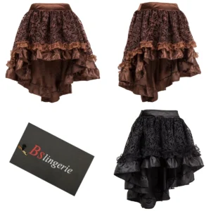 Falda Steampunk Satén Encaje Asimétrico: ¡Tu Arma Secreta!