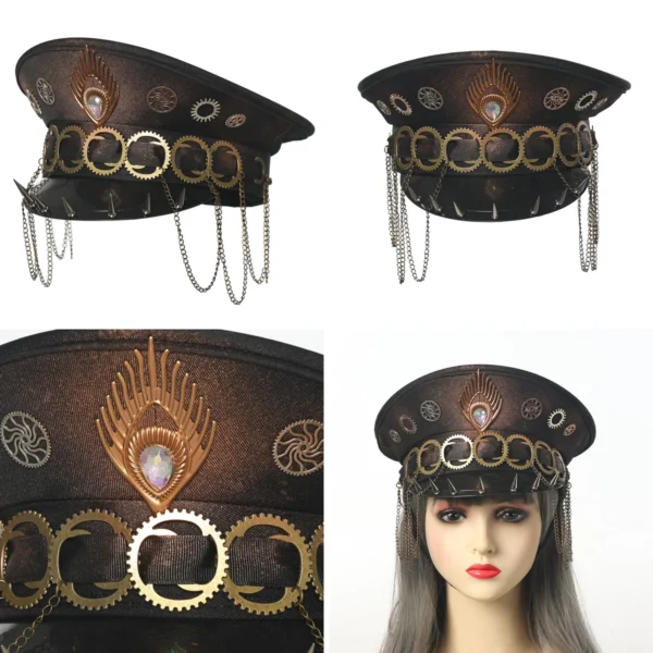 Sombrero Militar Capitán CAMDOM: ¡Lentejuelas y Estilo Steampunk!