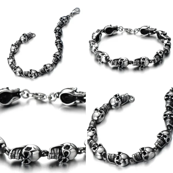 Brazalete Calavera Acero: Estilo Gótico Impecable