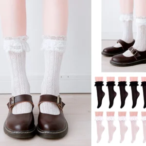 Calcetines Lolita Encaje Red: Estilo Gótico y Punk