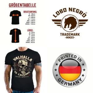 Camiseta Vikinga Walhalla: Estilo Auténtico LOBO NEGRO