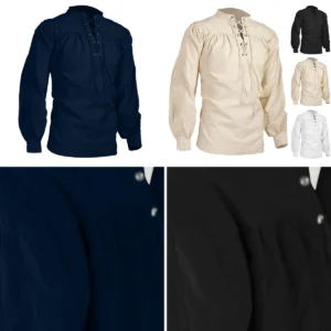 Camisa Gótica Steampunk: Estilo Medieval con Cordones
