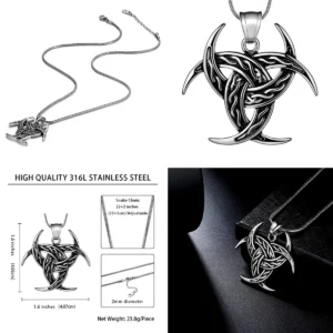 Collar Celta Nudo Triple Odin - Acero Inoxidable