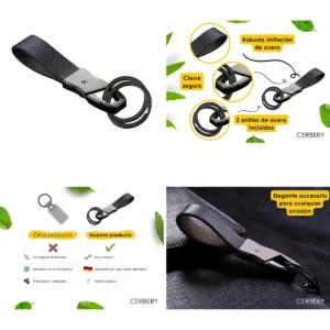 Cerbery: Llavero Cuero Elegante con Caja Regalo