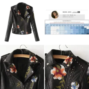 Chaqueta Biker Flores: Estilo Gótico y Rockero