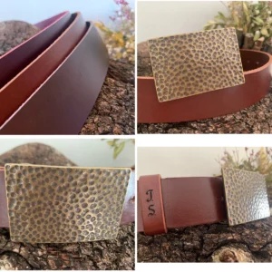 Cinturón Cuero Marrón Rugoso Oro Viejo - Estilo Único