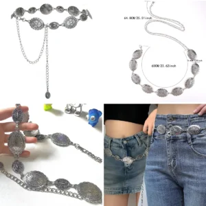 Cinturón Cadena Concho Ovalado: Toque Western & Retro