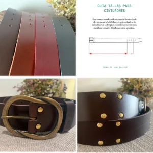 Cinturón Cuero Burdeos Tachuelas Personalizado