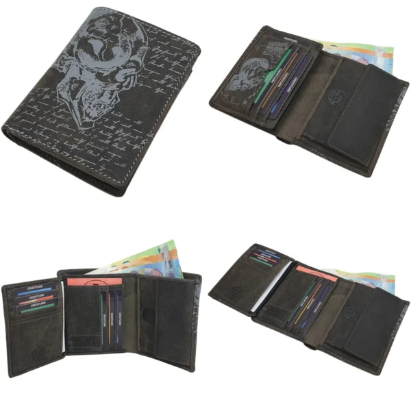 Cartera Cuero Búfalo Calavera: Estilo Robusto RFID