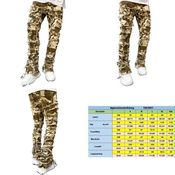 Jeans Y2K Apilados: Estilo Punk y Gótico con Toque Desgastado