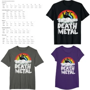 Camiseta Death Metal Gato Arcoíris: ¡Estilo Rebelde y Divertido!