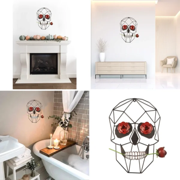 Arte Calavera con Rosa: Estilo Gótico para tu Pared
