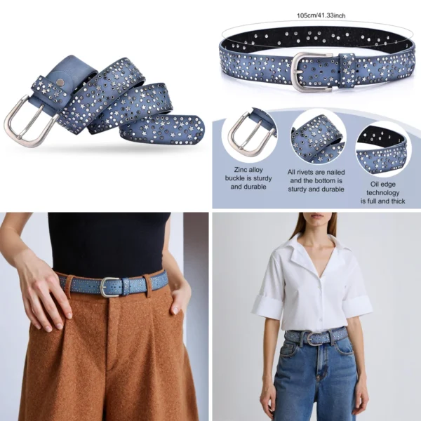 Cinturón Dokeno: Estrellas Metálicas para tu Estilo Gótico y Rockero