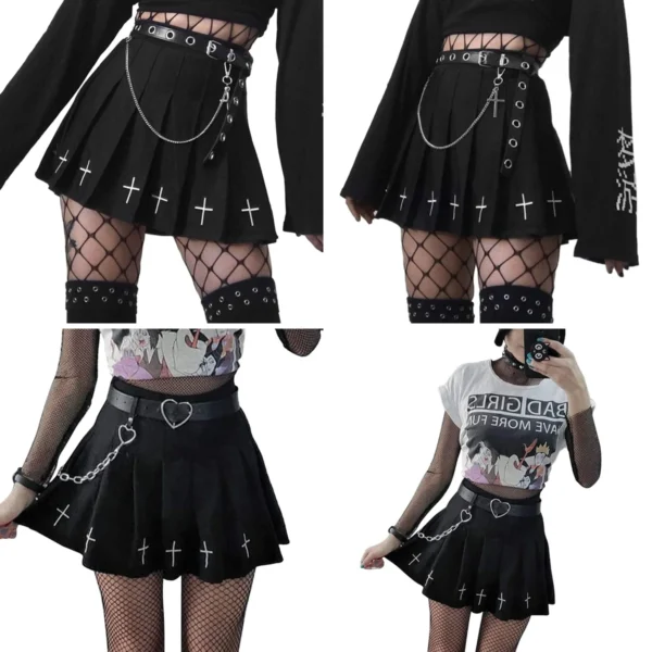 Falda Gótica Harajuku Y2K: Estilo Punk Oscuro