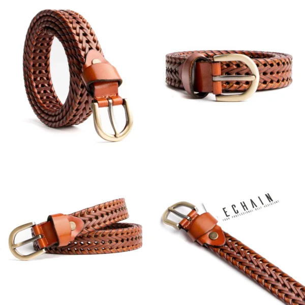Cinturón Trenzado Cuero Genuino: Estilo y Ajuste Perfecto