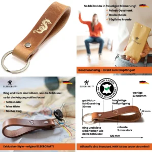 Llavero Cuero Vegano ELBERCRAFT: Estilo Alemán con Grabado