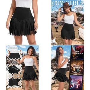 Falda Vaquera Flecos: Estilo Festival y Rockero