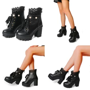 Botas Góticas Plataforma Laceadas: ¡Estilo y Comodidad Oscura!