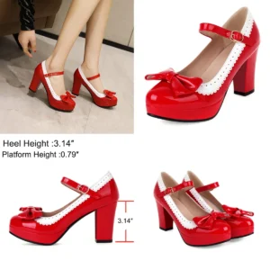 Tacones Mary Jane FOREADA: Rojo Pasión con Lazo