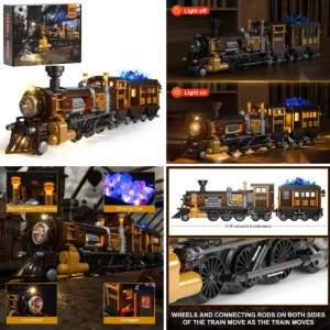 Tren Steampunk Iluminado: Construcción Épica para Mentes Creativas