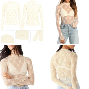 Top Malla Elegante: Transparencia y Encaje para Noches Alternativas