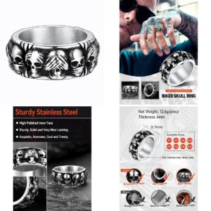 Anillo Calavera Acero Inoxidable: Estilo Punk Gótico