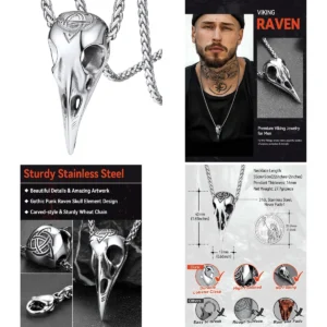 Collar Cuervo Odín: Talismán Nórdico para Elegancia Oscura