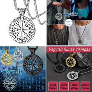 Collar Vegvisir: Tu Brújula Nórdica de Acero Inoxidable