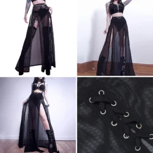 Falda Gótica Steampunk: Larga, Rebelde y con Cadena