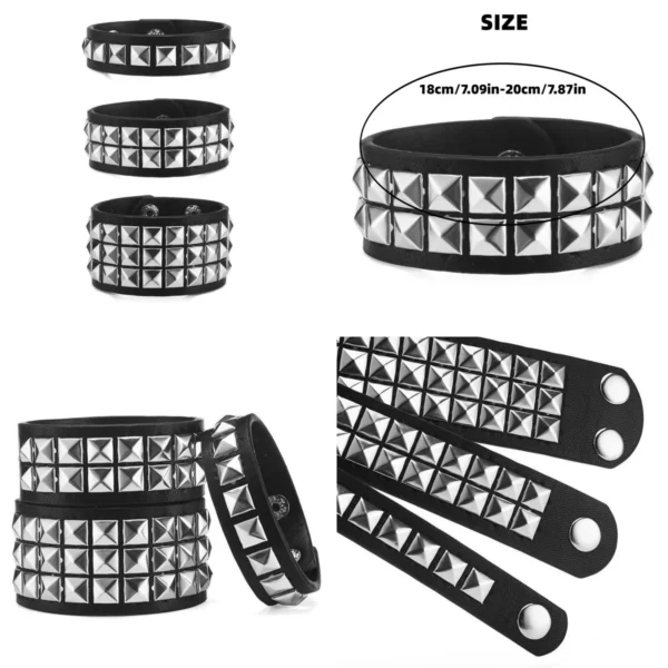 Pulsera Punk Cuero Gótico Rock - Estilo Alternativo