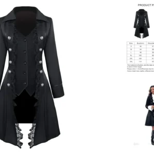 Abrigo Steampunk Victoriano: Estilo Gótico con Encaje